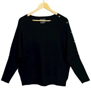 Ninety Clothing CO Size Medium Black Button-Accent Women's Sweater